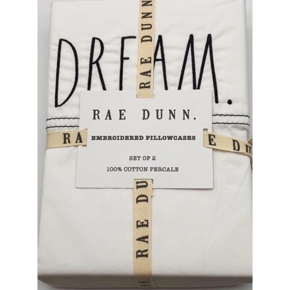 🆕 Rae Dunn DREAM White 100% Cotton Pillowcases Set of 2 New! NWT - Picture 2 of 2